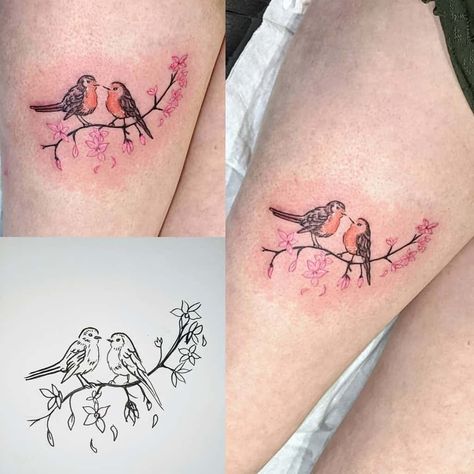 Small Robin Tattoo challinorbodyart Robin Forearm Tattoo, Bird And Poppy Tattoo, Red Robin Bird Tattoo, 2 Robins Tattoo, Two Robins Tattoo, Robin Watercolour Tattoo, Black And White Robin Tattoo, Robin And Flower Tattoo, Tattoo Two Birds