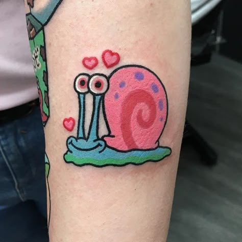 Gary Tattoo, Gary Spongebob, Spongebob Tattoo, Petit Tattoo, Theme Tattoo, Kawaii Tattoo, Cartoon Tattoos, Time Tattoos, Disney Tattoos