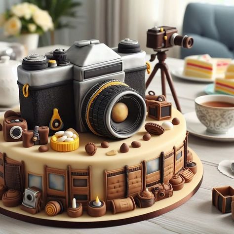 Erlita Krist | Photography theme cake ideas 📸 Cake and cameras: the perfect ingredients for a picture-perfect moment! 🍰 . #cameracake #photography… | Instagram Photography Theme Cake, 70th Birthday Cake For Men, Food Surprise, Bon Voyage Cake, Camera Cakes, Cupcakes Design, Unique Cakes Designs, Cake Artist, Funny Birthday Cakes