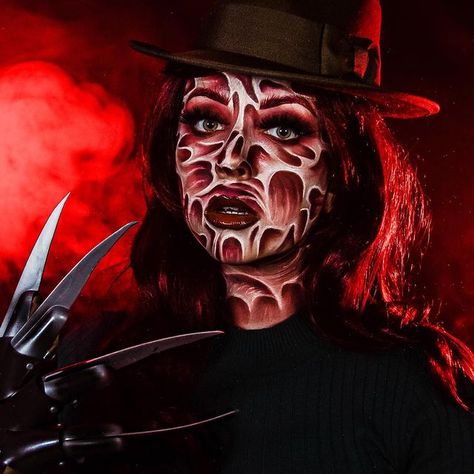 BROOKE ELLIS💋🇬🇧 (@brookeellismakeup) • Instagram photos and videos Freddie Kruger Makeup, Freddy Krueger Makeup, Face Paint Makeup, Halloween Makeup Scary, Horror Icons, Jason Voorhees, Freddy Krueger, A Nightmare, Cosplay Makeup