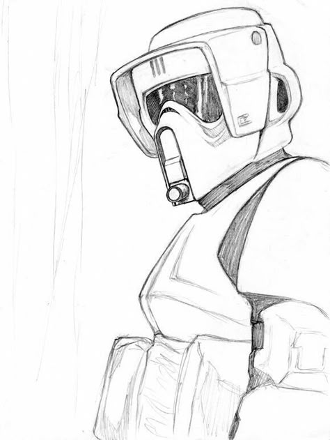 Star Wars Drawing Ideas, Scout Drawing, Star Wars Art Painting, Star Wars Art Drawings, Scout Trooper, Star Wars Painting, Drawing Stars, Star Wars Trooper, Star Wars Drawings