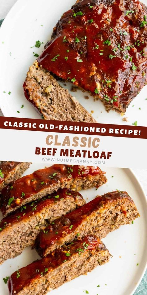 If you're looking for the BEST old-fashioned classic beef meatloaf I have you covered with this family favorite recipe. It's packed full of flavor and topped with a lightly sweetened ketchup mixture. Trust me, you'll love this simple meatloaf recipe! Meatloaf Recipe No Ketchup, Simple Meatloaf Recipe, Simple Meatloaf, Beef Meatloaf Recipes, Meatloaf Topping, Slow Cooker Italian Beef, Beef Meatloaf, Classic Meatloaf Recipe, Dinner Favorites