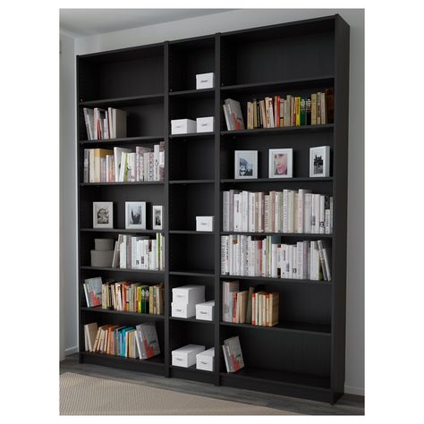 IKEA - BILLY Bookcase black-brown Adjustable Closet Shelving, Black Bookshelf, Billy Ikea, Bookcase With Glass Doors, Ikea Billy Bookcase, Ikea Billy, Billy Bookcase, Bookshelf Design, White Bookcase