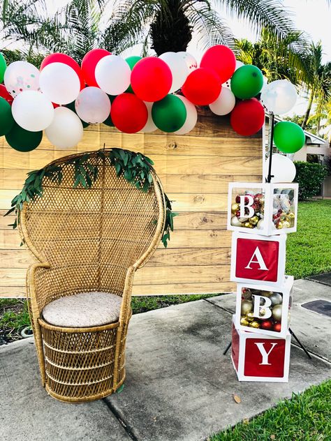 Christmas Baby Shower Balloon Arch, Boy Christmas Baby Shower Ideas, Christmas Shower Ideas, Christmas Baby Shower Backdrop, Christmas Themed Baby Shower Ideas Boy, Christmas Theme Baby Shower Ideas Boy, Christmas Baby Sprinkle Ideas, Grinch Theme Baby Shower Ideas, Baby Shower Ideas Christmas Theme