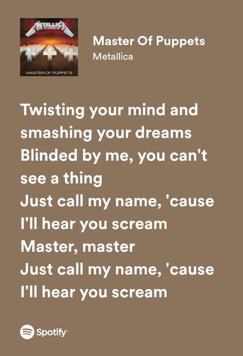 Metallica Lyrics, Ghost Oc, Random Lyrics, Spotify Quotes, Midnight Rain, Wall Pics, Master Of Puppets, Amazing Music, Spotify Lyrics