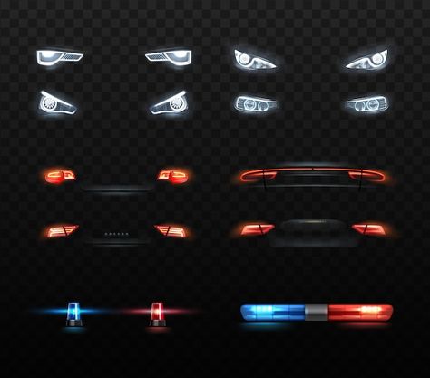 Illustration of car lights set of realis... | Premium Vector #Freepik #vector #headlights #car-light #car-headlight #police-car Bus Lighting, Car Light Design, Private Bus Livery, Bus Light, School Bus Games, Police Car Lights, Bus Motorhome, Bus Simulator Indonesia Skin Kerala Hd, Star Bus