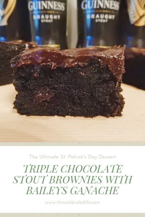 The Best Brownie Recipe, Beer Dessert, Triple Chocolate Brownies, Chocolate Ganache Recipe, Best Brownie Recipe, Ganache Recipe, Chocolate Pastry, Boozy Desserts, Chocolate Wedding Cake