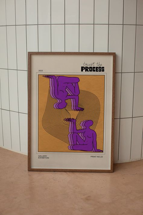 #etsy shop: Retro Printable Poster, 70s Psychedelic, Downloadable Print, Y2k Digital Print, Aesthetic Art, Trust The Process Print, 60s Vintage Decor https://etsy.me/3Gpqe9d #yellow #housewarming #purple #unframed #entryway #bohemianeclectic #humoroussaying #aesthetic Maximalist Retro Bedroom, Y2k Apartment, Trippy Wall Art, Gradient Art, Retro Printables, Trippy Wall, Aura Poster, Retro Bedrooms, Purple Wall Art