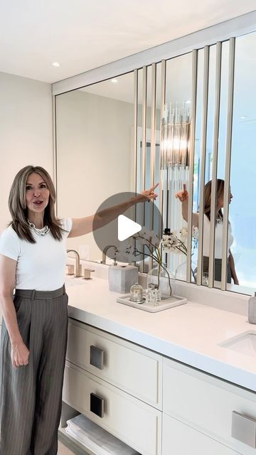 Jane Lockhart on Instagram: "Elevate Your Ensuite With These Quick Tips!

Feeling like you have too much mirror? Add a light that can be installed over a mirror to bring more sparkle into your view ✨ 
This vanity, made by @estate_interiors, features a raised door style and slightly oversized hardware to make a bold statement.

Let us know in the comments if you’re interested in learning how you can achieve a bold bathroom update with budget-friendly options! 

Designer: Gintare

•
•
#madabouthue #luxuryhomes #designtrends #bathroomdesign #luxurybathroom #ensuite #interiordesignideas #homedecor #homedesign #designinterior #interiordesign #designer #instadesign #janelockhart #janelockhartdesign" Bold Bathroom, Estate Interior, Bathroom Update, House Bathroom, Bathroom Organisation, Door Styles, A Mirror, Luxury Bathroom, Budget Friendly