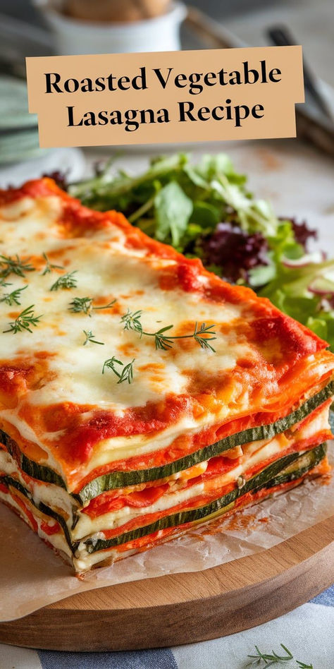 Packed with roasted veggies and rich layers of cheese and sauce, this Roasted Vegetable Lasagna is a delicious and wholesome meal the whole family will love! Roasted Vegetable Lasagna Recipe, Vegetable Lasagne Jamie Oliver, Veggie Lasagna Recipe Easy, Healthy Eggplant Lasagna, Roasted Vegetable Lasagne, Vegetable Lasagna Recipe, Veggie Lasagna Recipe, Roasted Vegetable Lasagna, Vegetarian Lasagne