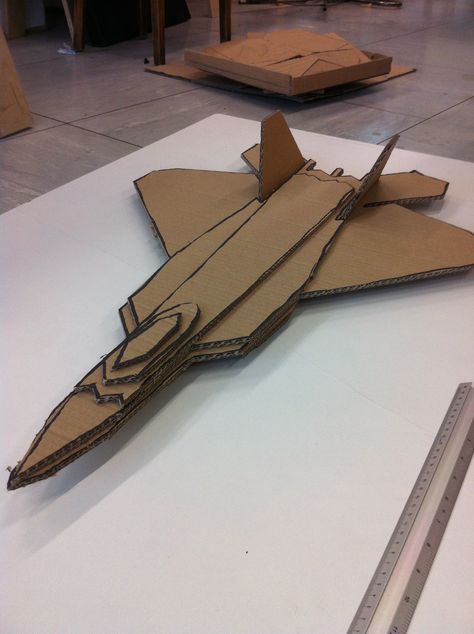 Large F22 Front Angle View Cardboard Plane, Cardboard Airplane, Airplane Craft, Airship Model, Cardboard Projects, Beatles Cartoon, Airplane Crafts, Wooden Plane, Cardboard Model