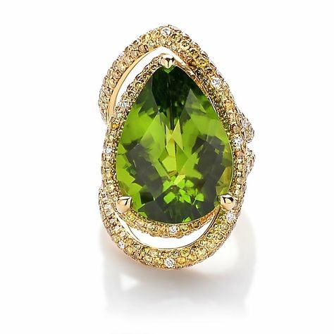 Peridot Cocktail Ring, Award Winning Jewelry, Peridot Jewelry, Diamond Cocktail Ring, Modern Engagement Rings, Jewelry Post, Diamond Cocktail Rings, Peridot Ring, Put A Ring On It