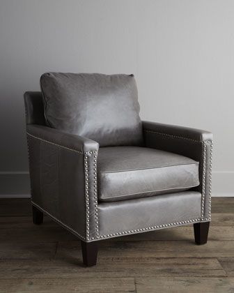 Gordon Leather Chair at Neiman Marcus. Leather Chairs Sitting Room, Leather Bean Bag Chair, Grey Leather Chair, Slipcovered Chair, Best Leather Sofa, Value Furniture, Lee Industries, Leather Chairs, Painted Chairs