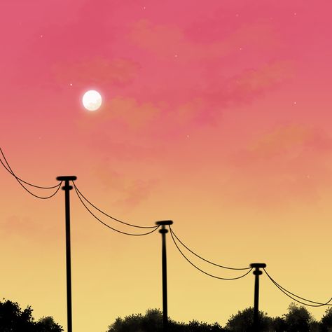 Sunset Aesthetic Cartoon, Scenery Painting Easy, Sunset Drawing Easy, Youtube Painting, Sunset Drawing, Drawing Sunset, Monochromatic Art, Vintage Illustration Art, Cute Sketches