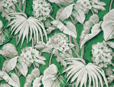 Jim Thompson Fabric Jim Thompson Fabric, Jim Thompson, Floral Wallpaper Phone, Green Lake, Tropical Foliage, Rich Color Palette, Print Inspiration, Design Student, Exotic Pets