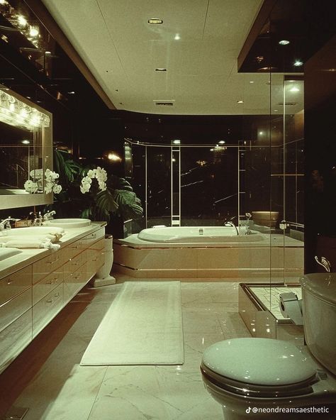 80s Mansion Interior, 80s Luxury Bathroom, 90s Japan Penthouse, 80s Luxury Interior, 90s Apartment, Penthouse Bathroom, 80s Bathroom, 80s Luxury, 80s Interior Design