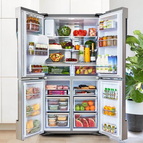 Big Refrigerator, Healthy Fridge, Double Door Fridge, Samsung Fridge, Home Appliance Store, Desain Pantry, Fridge French Door, Double Door Refrigerator, House Organisation