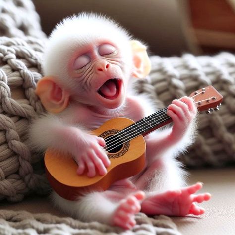 Monkey Pics, Funny Monkey Pictures, Cute Monkey Pictures, Ukulele Design, Cute Monkeys, Hantverk Diy, Baby Monkeys, Animal Humour