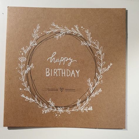 Brown Birthday Card Ideas, Birthday Card Brown Paper, Birthdaycard Selfmade, Handlettering Happy Birthday, Calligraphy Birthday Card, Happy Birthday Cards Diy, Calligraphy Cards, Hand Lettering Cards, Birthday Card Drawing