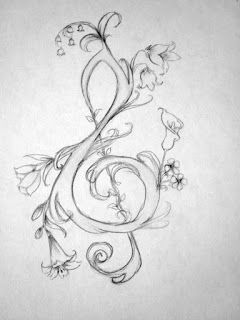 Music Themed Sketches, G Note Tattoo, Music Themed Drawings, Music Theme Art, G Clef Tattoo, Symbolic Drawings, Music Inspired Art, Clef Tattoo, Treble Clef Tattoo