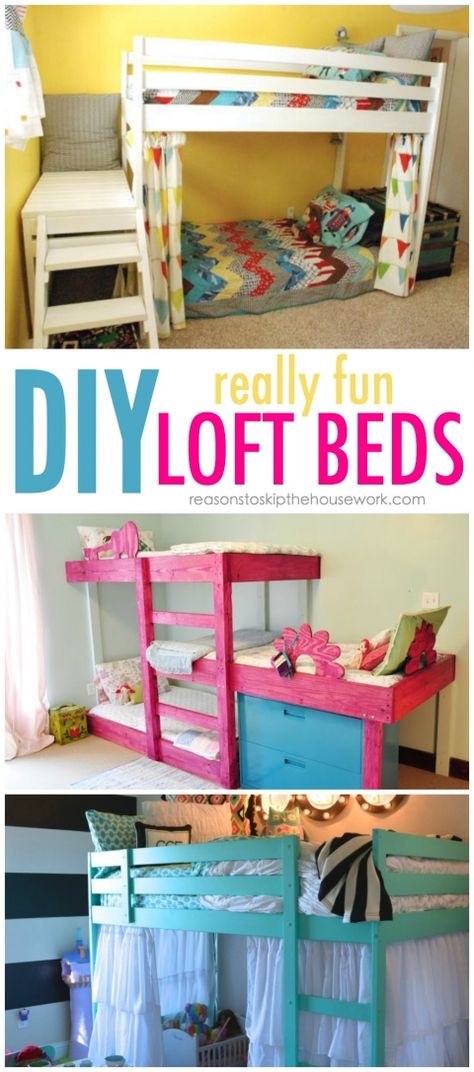 diy bunk beds Girls Room Bunk Beds, Diy Bunk Beds, Girls Bunk Beds, Diy Loft, Diy Loft Bed, Diy Bunk Bed, Bunk Beds With Stairs, Loft Beds, Bunk Bed Designs