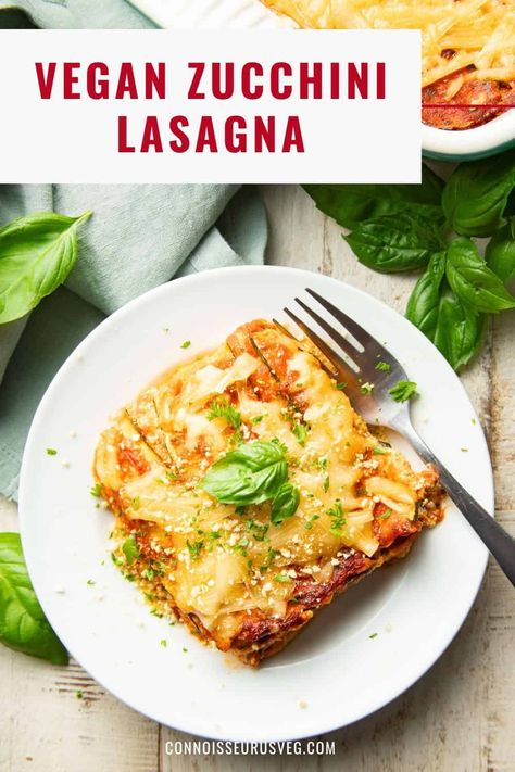 This delicious vegan zucchini lasagna is made completely without noodles ... but you won't miss them! It's made with zesty tomato sauce, rich dairy-free ricotta, and roasted zucchini slices. A delicious and healthy vegan dinner that's perfect for special occasions! Vegan Zucchini Lasagna, Grain Free Dinner, Healthy Vegan Dinner Recipes, Vegetarian Meatballs, Roasted Zucchini, Vegan Entrees, Healthy Vegan Dinner, Zucchini Lasagna, Vegan Zucchini