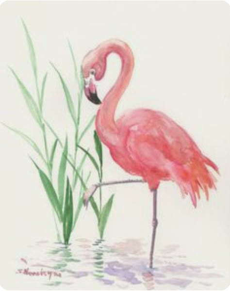 Grade Three, Flamingo Pictures, Flamingo Art Print, Flamingo Painting, Flamingo Decor, Flamingo Art, Watercolor Painting Techniques, Mini Canvas Art, Watercolor Bird