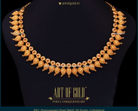 Kids Gold Necklace | Art of Gold Jewellery, Coimbatore Mango Design Necklace Gold, Indian Gold Necklace Designs, Mango Mala, Mango Necklace, Gold Bar Earrings Studs, Gold Temple Jewellery, Gold Necklace Indian, Modern Gold Jewelry, Gold Bar Earrings