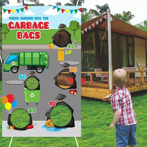 Garbage Truck Party, Truck Party Favors, Trash Truck, Trucks Birthday Party, Gaming Banner, Truck Party, Baby Shower Supplies, Toss Game, Shower Supplies