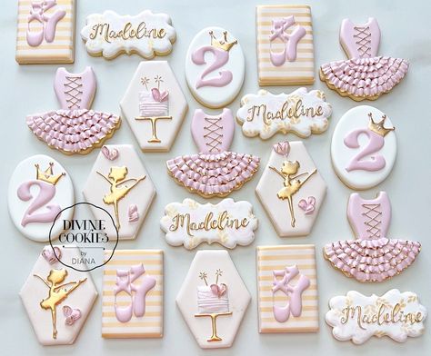 Three Year Old Ballerina Birthday Party, Ballet 2nd Birthday Party, 2nd Birthday Party Tutu Theme, Two Tutu Birthday Party Ideas, Tutu Birthday Theme, Ballerina 1st Birthday Party Ideas, Ballet Birthday Cookies, Ballet 4th Birthday Party, Two Two Ballerina Party