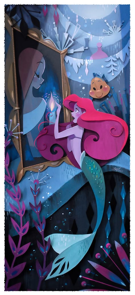 Brittney Lee the little mermaid papercut drawing - illustration la petite sirène en papier découpé #disneyart #thelittlemermaid Tomer Hanuka, Brittany Lee, Brittney Lee, Deco Disney, Otto Schmidt, Animation Disney, Mike Mignola, Arthur Rackham, Karakter Disney