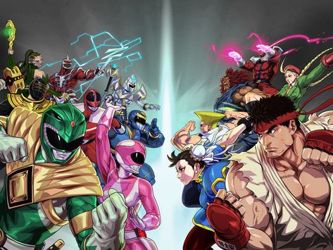 'Street Fighter' Is Crossing Over with 'Power Rangers' for the First Time Ryu And Chun Li, Power Coin, Ryu Street Fighter, Street Fighter Characters, Go Go Power Rangers, Chun Li, Power Ranger, Power Crystals, Mobile Game