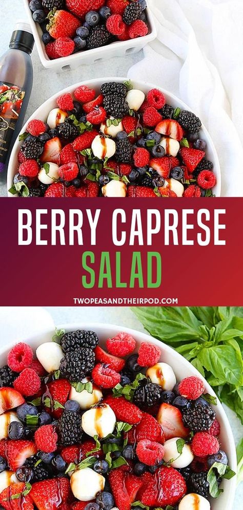 Summer Berry Salad, Healthy Fruit Salad Recipes, Recipes Sides, Healthy Fruit Salad, Caprese Salad Recipe, Jar Recipes, Berry Salad, Fruit Salads, Fourth Of July Food