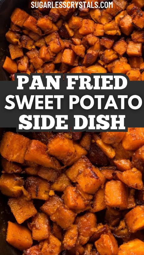 These sautéed sweet potatoes are the perfect side dish, offering a delicious combination of sweet and savory flavors. Cooked to perfection with a light touch of brown sugar and seasonings, this easy recipe is both flavorful and nutritious. Whether you're looking for the best sautéed sweet potatoes to pair with your favorite meal or simply a quick side dish, this recipe won't disappoint! Sautéed Sweet Potatoes, Sweet Potatoes Healthy, Pan Fried Sweet Potatoes, Potatoes With Onions, Sauteed Sweet Potatoes, Potatoes Healthy, Sweet Potato Side Dish, Sweet Potato Sides, Sweet Potato Thanksgiving