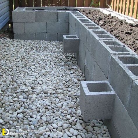 34+ Images To Guide You On The Use Of Concrete Blocks In Construction | Engineering Discoveries Concrete Block Retaining Wall, Concrete Building Blocks, Masonry Blocks, Cinder Block Garden, Concrete Block Walls, Cinder Blocks, Landscaping Retaining Walls, Brick Garden, Cinder Block