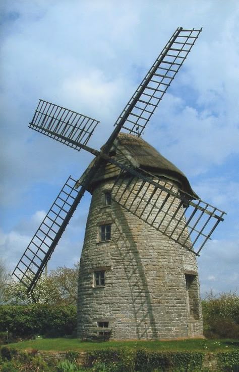 Stembridge Mill-Only Windmill with Thatched Cap-Somerset, England Windmills Garden, Vertical Windmill, Windmill Images, Dutch Mill, Kakariko Village, Tilting At Windmills, Pictures Of England, Windmill Art, Windmill Water