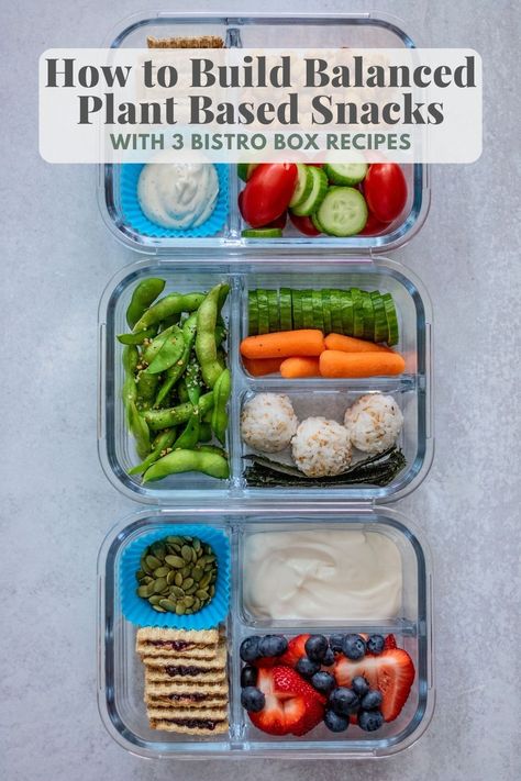 This guide will help you become a snacking expert. Learn how to build more balanced plant based snacks and get 3 new DIY bistro box ideas to try yourself.