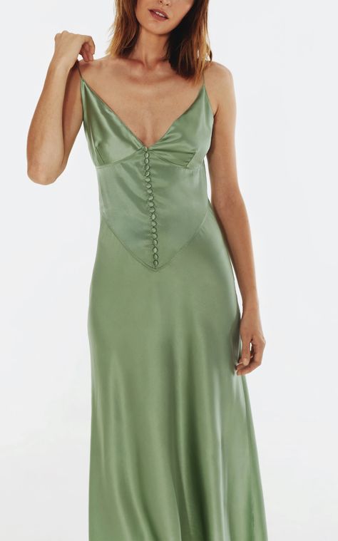 Click product to zoom Anna October, October Fashion, Dress With Buttons, Wedding Guest Looks, Grad Dresses, Silk Slip Dress, Silk Slip, Moda Operandi, Daily Fashion