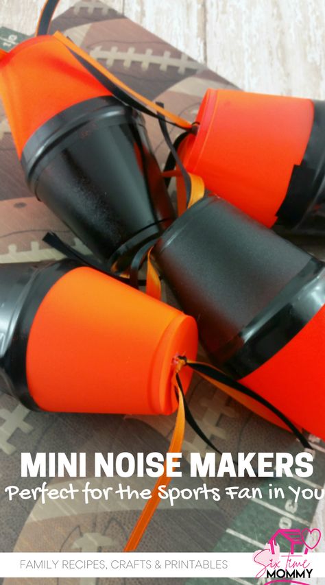 Football fans! Soccer fans! All sports fans! This is a DIY project for you! Diy Noise Makers, Valentine Diy Crafts, Noise Maker, Valentine Diy, Soccer Fan, Diy Fan, Color Spray, Painted Cups, Noise Makers