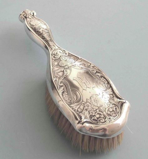 R. Blackinton Sterling Silver Hair Brush, 1899 Coquette Hair Brush, Fancy Hair Brush, Pretty Hair Brush, Antique Hair Brush, Vintage Hairbrush, Vintage Hair Brush, Barbie Rapunzel, Antique Vanity, Vintage Brush