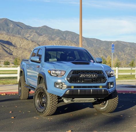 Toyota Tacoma Cool Toyota Tacoma, White Tacoma Lifted, Blue Tacoma Truck, Toyota Tacoma White, Blue Tacoma, Blue Toyota Tacoma, Grey Tacoma, Toyota Tacoma Lifted, 2023 Toyota Tacoma