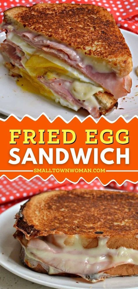 Whip up this back to school recipe! It's a quick and easy breakfast on the go. Layered with ham and cheese, this fried egg sandwich is the BEST. Feel free to customize this breakfast grilled cheese! Fried Egg Sandwich Breakfast, Fried Egg Sandwich Recipe, Ham And Egg Sandwich, Breakfast Grilled Cheese, Milanesa Recipe, Egg Sandwich Recipe, Fried Egg Sandwich, Egg Sandwich Breakfast, Ham Breakfast