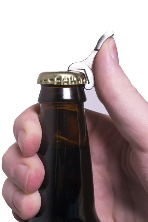 This tiny, one-handed bottle opener is constructed from extra hard stainless steel and pops off bottle caps with ease. Poppin Bottles, Bottle Cap Opener, Beer Opener, Bottle Openers, Bottle Caps, Bottle Cap, Hand Forged, Bottle Opener, New Products