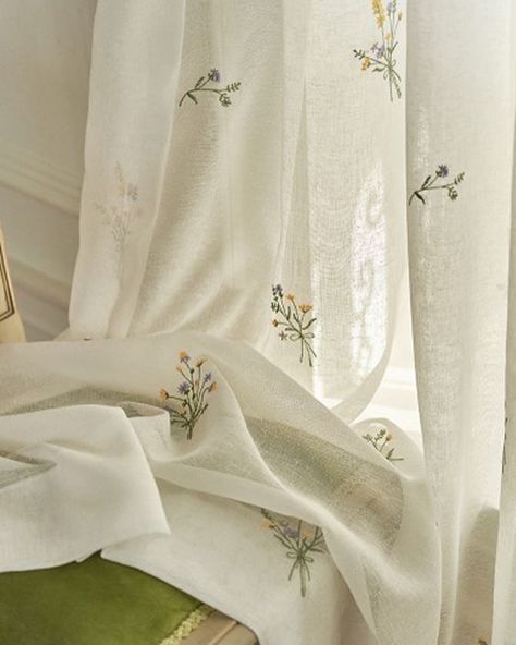 #mdc textile Embroidery Curtains Ideas, Embroidery Curtains Design, Hand Embroidered Curtains, Embroider Curtains, Embroidery Curtains, Flower Curtains, Embroidered Curtains, Flower Curtain, Linen Material