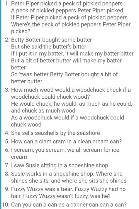 Wood Chuck Tongue Twister, Tongue Twisters Hard, Peter Piper Tongue Twister, Tongue Twisters For Adults, Tounge Twisters In English, Tongue Twisters In English, Tongue Twisters For Kids, Peter Piper, English Teaching Materials