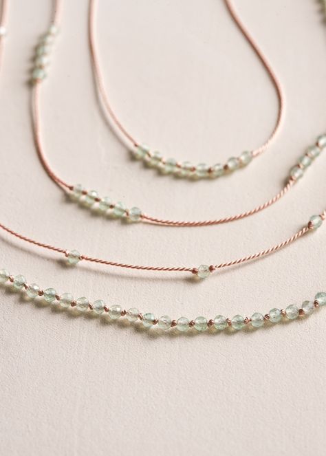 Gemstones + Knots Necklaces - Purl Soho Knotted Necklace Diy, Gemstone Necklace Diy, Silk Thread Necklace, Silk Cord Necklace, Jewel Design, Beaded Necklace Tutorial, Hand Knotted Necklace, Silk Necklace, Earthy Jewelry