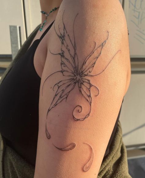 Arm Vine Tattoo, Cool Finger Tattoos, Butterfly Tattoos On Arm, Emo Tattoos, Small Girly Tattoos, Funky Tattoos, Upper Arm Tattoos, Delicate Tattoo, Lily Tattoo