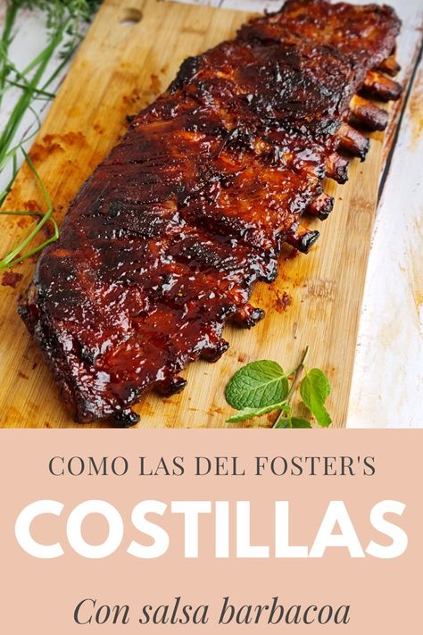 Costillas con salsa barbacoa estilo foster's hollywood Costillas Bbq, Southern Potato Salad, Canning Salsa, Baking With Almond Flour, School Food, Carne Asada, Bbq Grill, Fish And Seafood, Best Foods