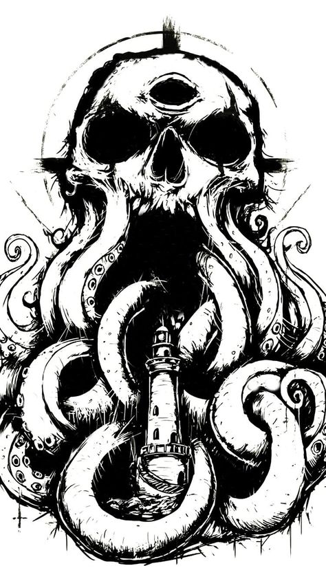 Lovecraftian Horror Tattoo, Cthulu Tattoos, Cthulhu Sketch, Cthulhu Tattoo, Cthulhu Art, Octopus Tattoo Design, Lovecraftian Horror, Octopus Tattoo, Horror Tattoo