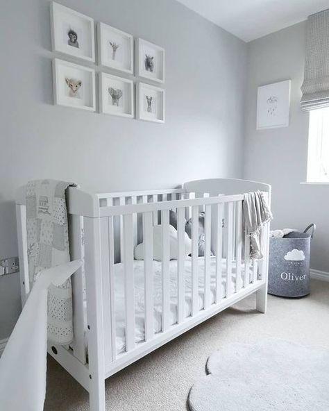 White Nursery Furniture, Calming Nursery, Small Baby Room, Grey Baby Nursery, Newborn Room, Calm Nursery, Baby Nursery Inspiration, Baby Room Organization, Baby Room Diy